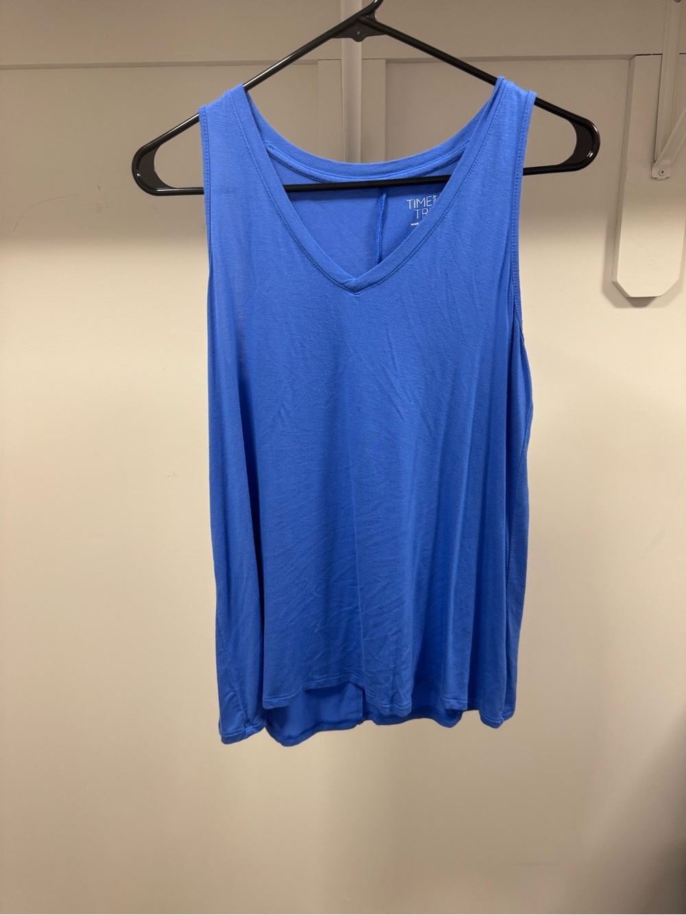 Time and Tru Bright Blue V-Neck Tank Top